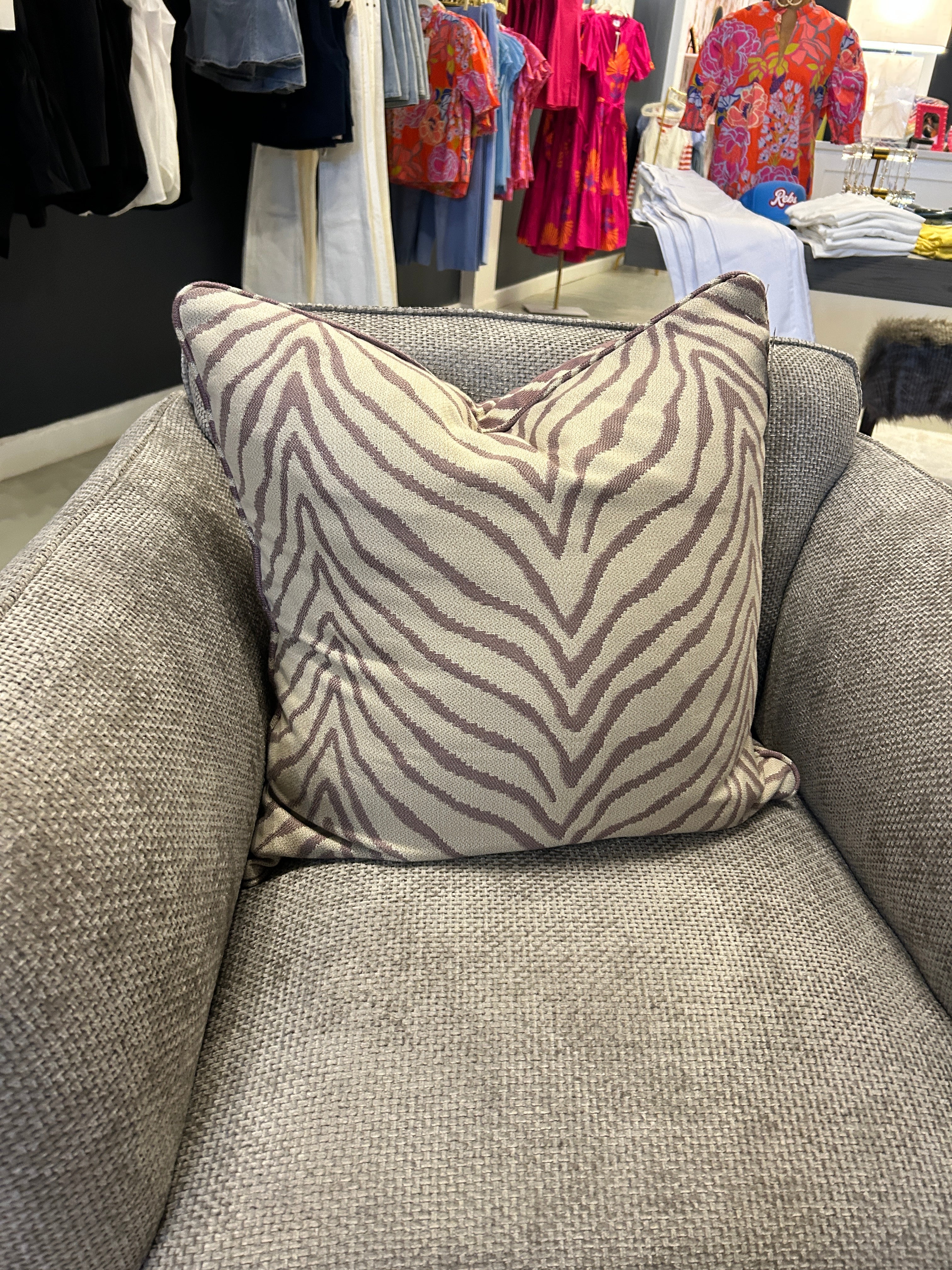 Throw pillow- reversible lilac zebra