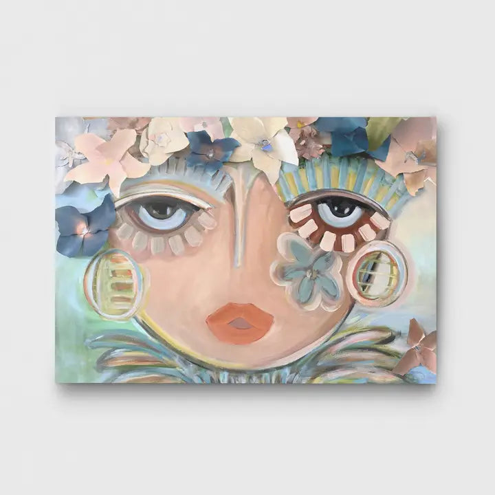 She Goes High Painting in Gold Floating Frame