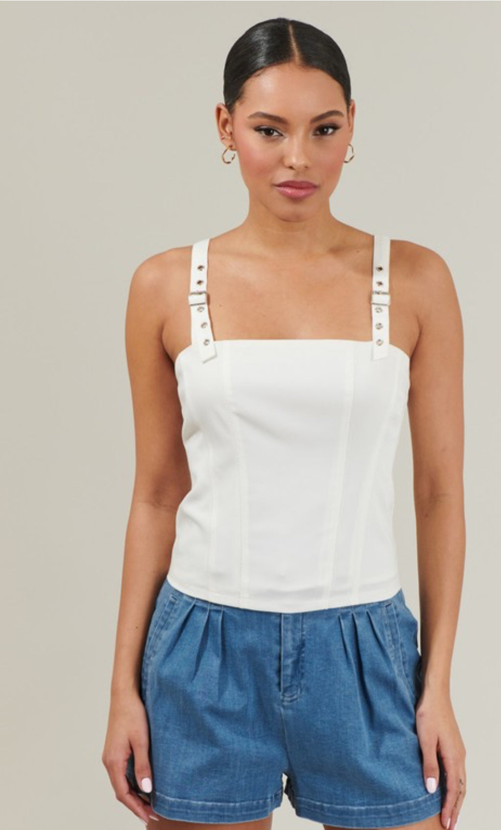 White Adjustable Strap Top