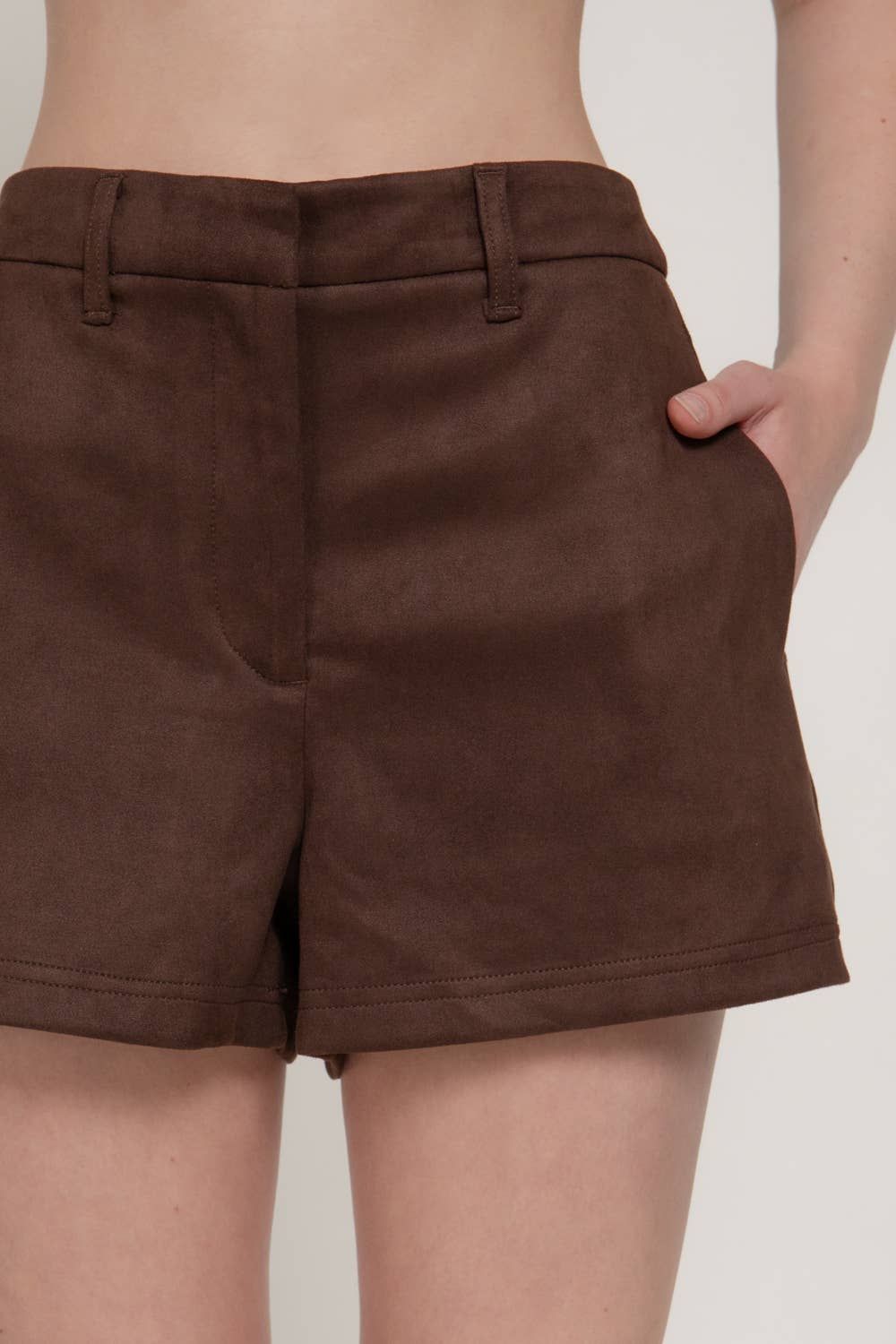 Brown Faux Suede Shorts