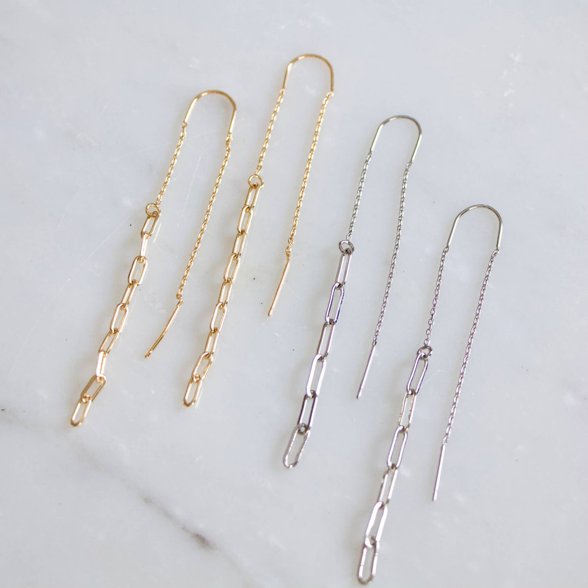 Mesa Blue Paperclip Threader Earrings