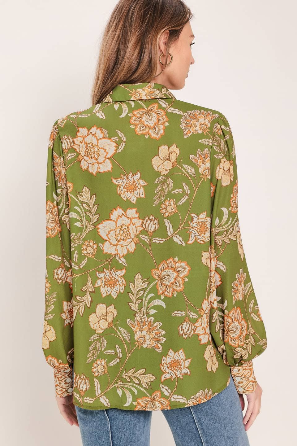 Olive Green Floral Top