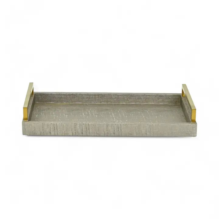 Gray Tray with Gold Handles