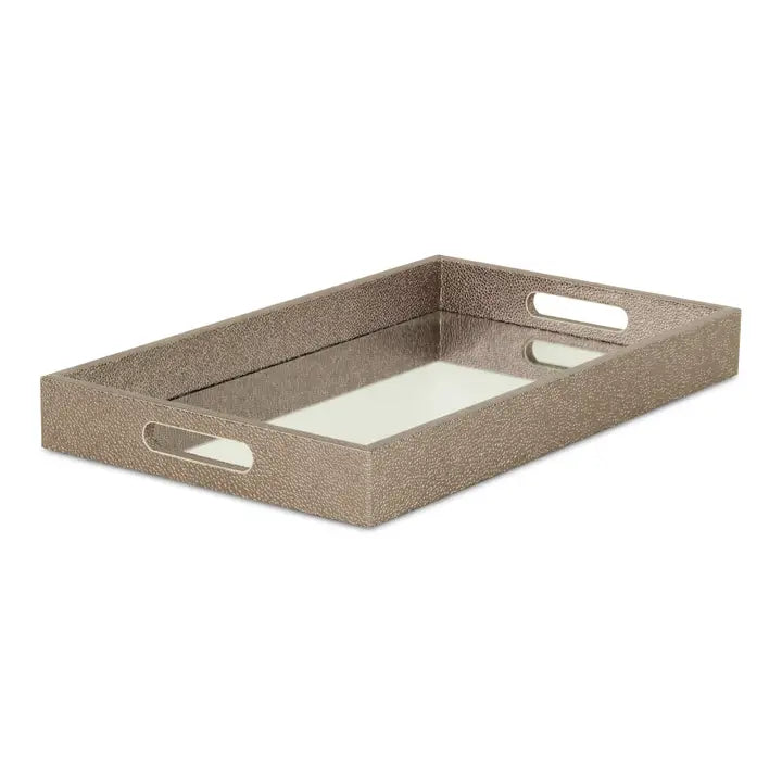 Gray Shagreen Mirrored Tray