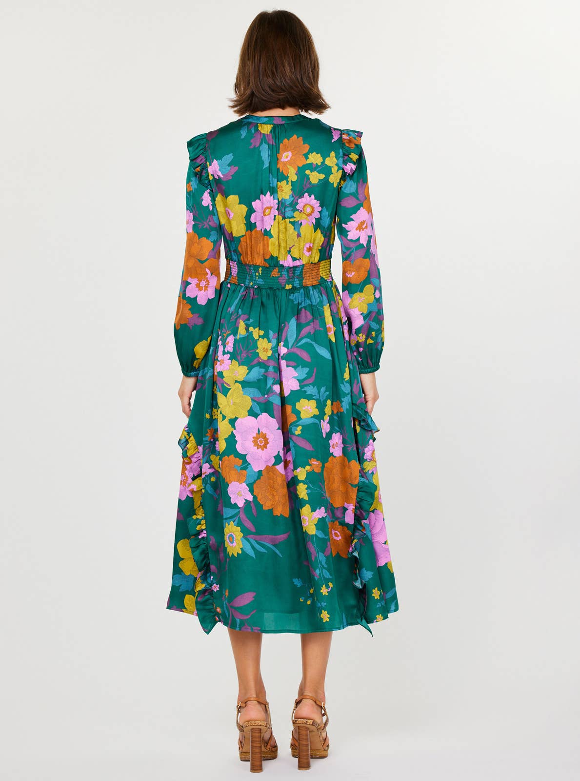 Floral Motif Ruffled Maxi Dress