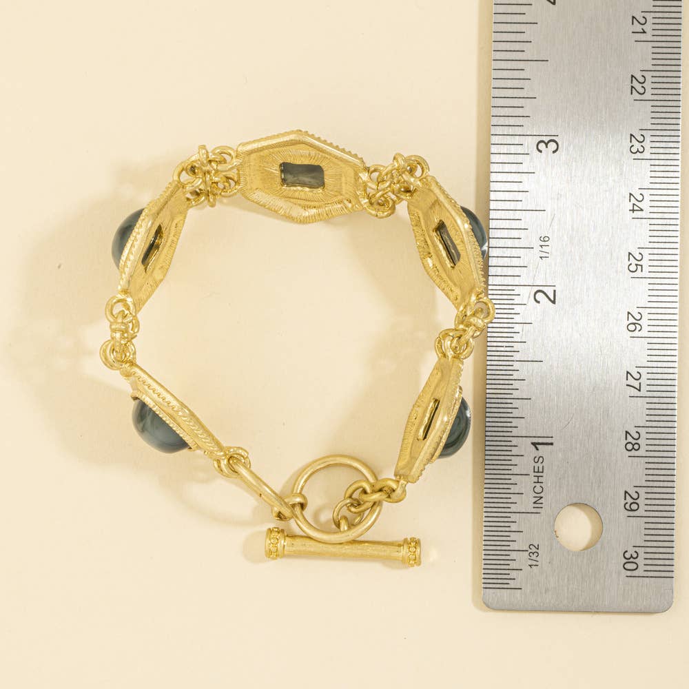 Hexagon Marbled Cabochon Toggle Bracelet