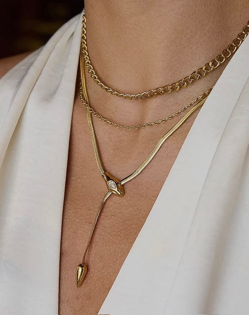 Gold Serpent Y Necklace