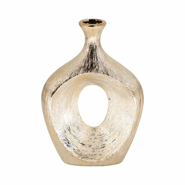 Gold Oval Cut-Out Vase