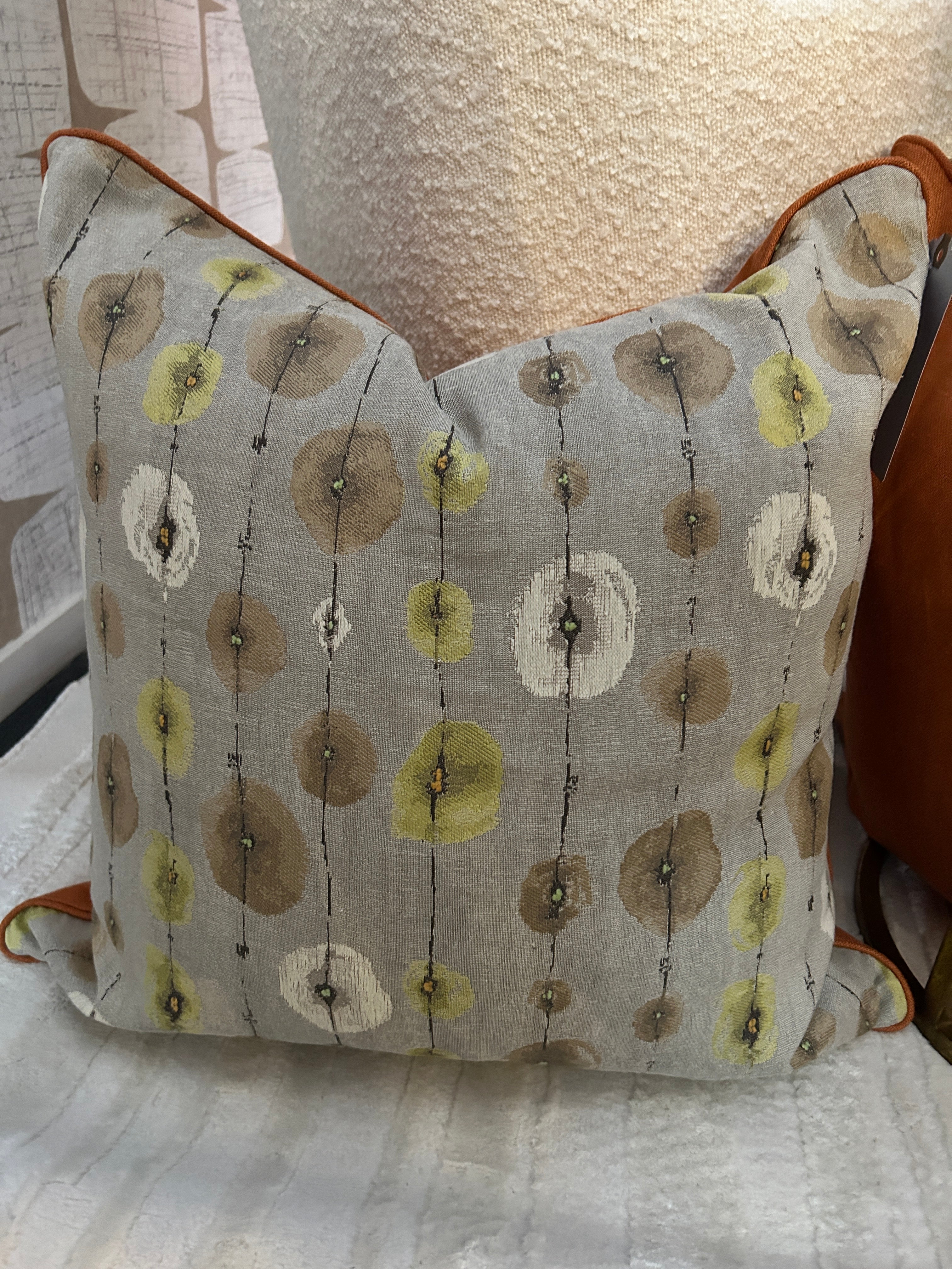 Throw pillow- dotted with orange backing