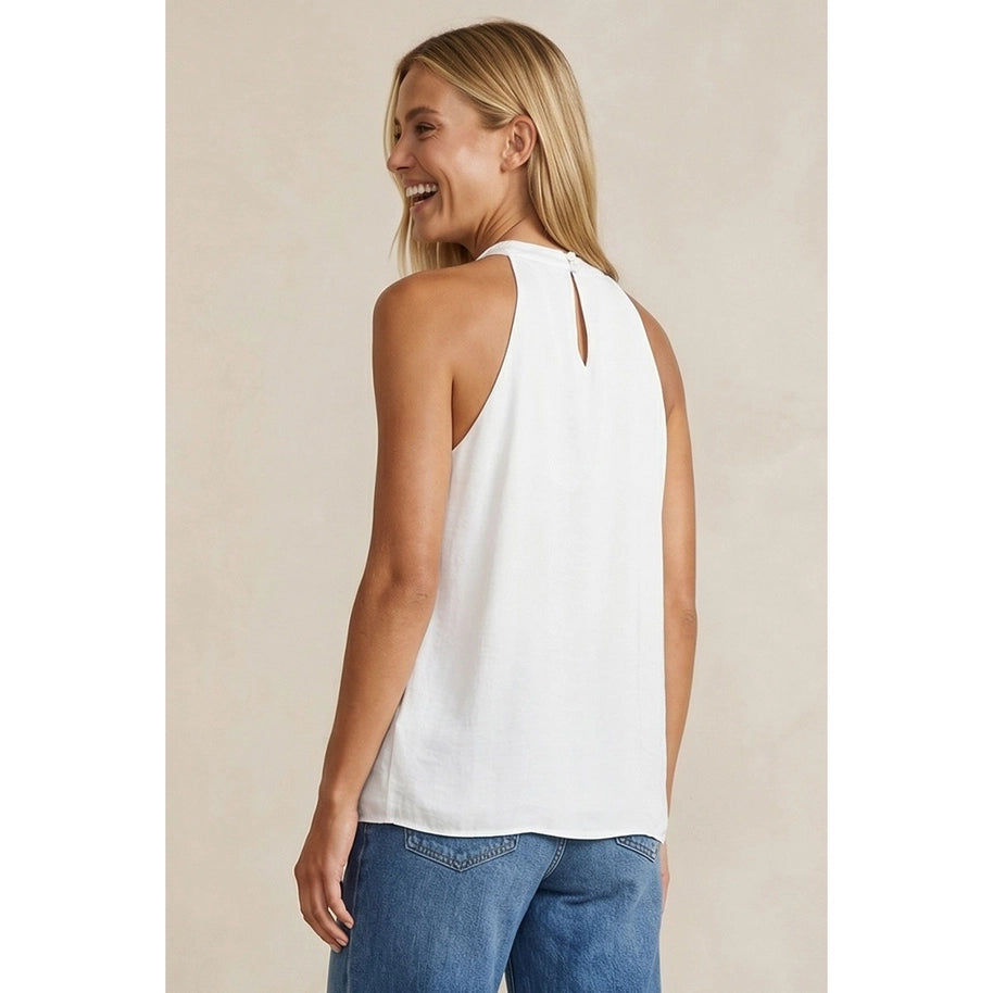 White Cord Keyhole Sleeveless Top